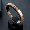 8MM 18K Vergoldete Coole Doppelte Panzerketten Armbänder für Männer Edelstahl Punk Quadratischer Magnetverschluss Männliche Pulseira