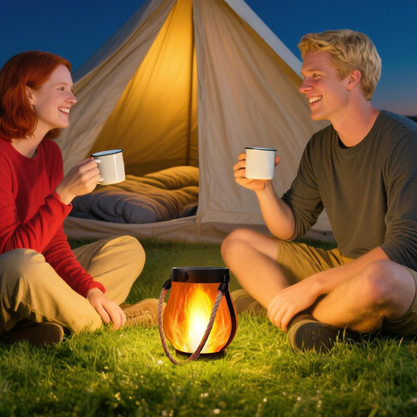 

new Solar Lamp Outdoor Camping Flame Lamp Rechargeable Hanging Courtyard Decoration Garden Lantern Lighting Lamp CN