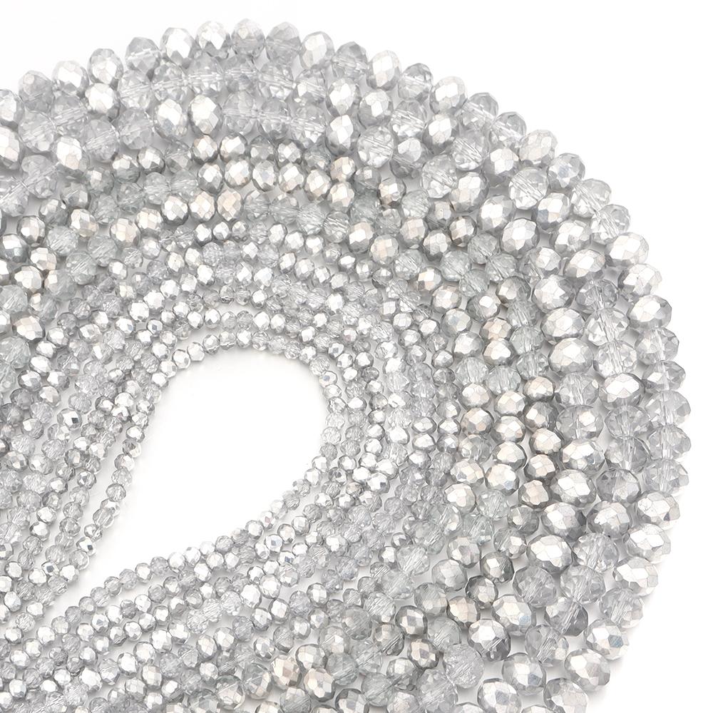 3 4 6 8mm Faceted Crystal Beads Silver Glass Beads Loose Spacer Beads For Jewelry Making DIY Craft Bracelet Necklace Accessories