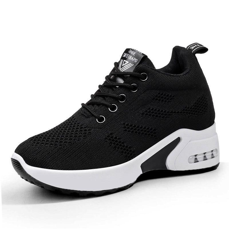 

Новые женские повседневные туфли с увеличением внутренней высоты, дышащие сетчатые, вязаные, на платформе, спортивная обувь, женская обувь 40 чёрный