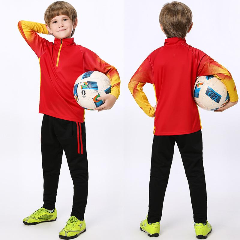 Long-sleeved Football Training Jersey Set, Children's/adult Autumn and Winter Game Jersey, Half-zip Sports Jersey Printing