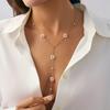 Sexy Diamond-Encrusted Crystal Thin Chain Long Necklace, Light Luxury Flower Imitation Pearl Tassel Necklace
