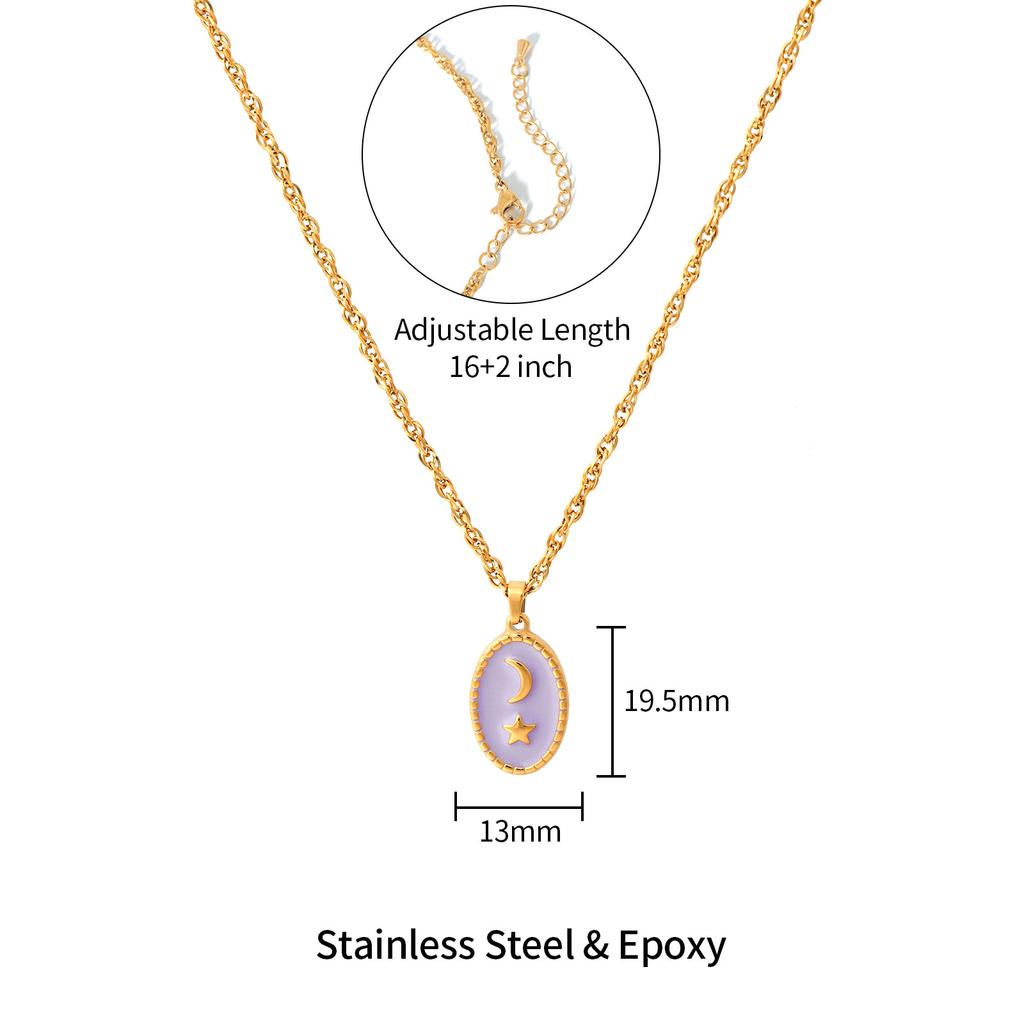 French Retro Star Moon Necklace Personalized Fashion Ladies Dripping Oil Pendant