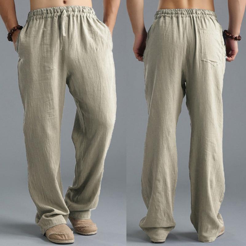 2023 European and American Men's Oversized Casual Pants Linen Breathable Sports Pants Men's