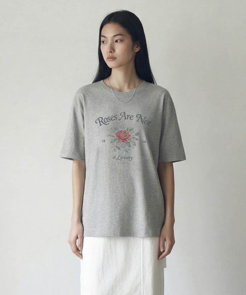 Siyajyu Sied26-1 Rose Short Sleeve T-Shirt_Melange Gray