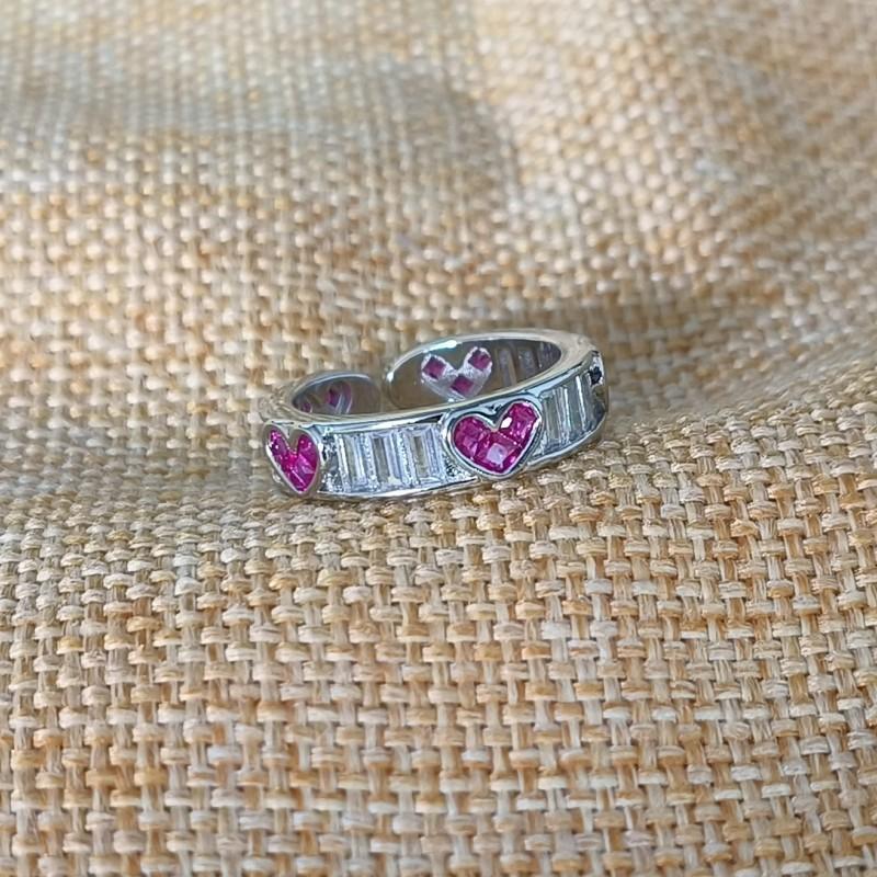 Nisje lett luksus rosa jente kjærlighet åpen ring trendy høy følelse mote pekefingerring justerbar ring