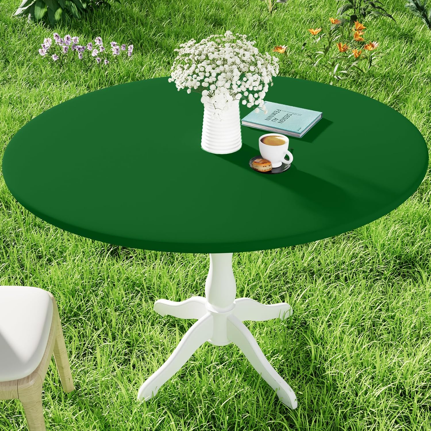 

2Pcs Round Spandex Tablecloth Cocktail Table Cover Stretch Washable Picnic Table Cover for Camping,Dining,Indoor and Outdoor 2Pcs Round 60cm зелёный