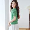 Srcr Women's Textured Knit Silk Blend Cropped T-shirt