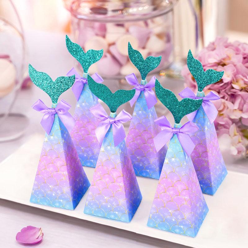 10 Stuks Zeemeermin Snoepdoos Zeemeerminstaart Cadeau Verpakking Dozen Thema Zeemeermin Verjaardag Verjaardagsfeestje Kinder Bedankjes Cadeau Benodigdheden