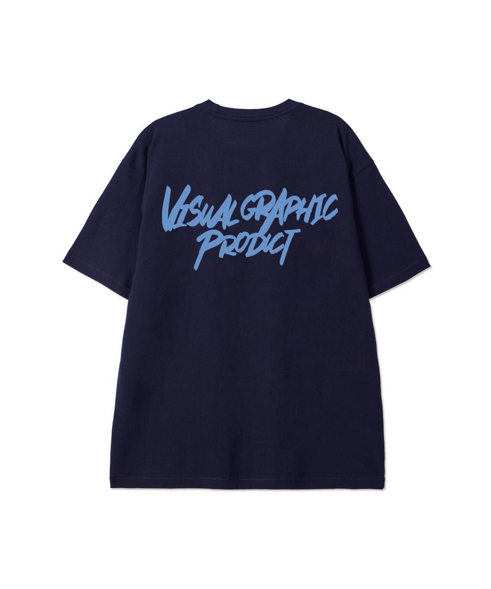 Biel Graffiti Logo Short Sleeve T-Shirt Navy Sky Blue M