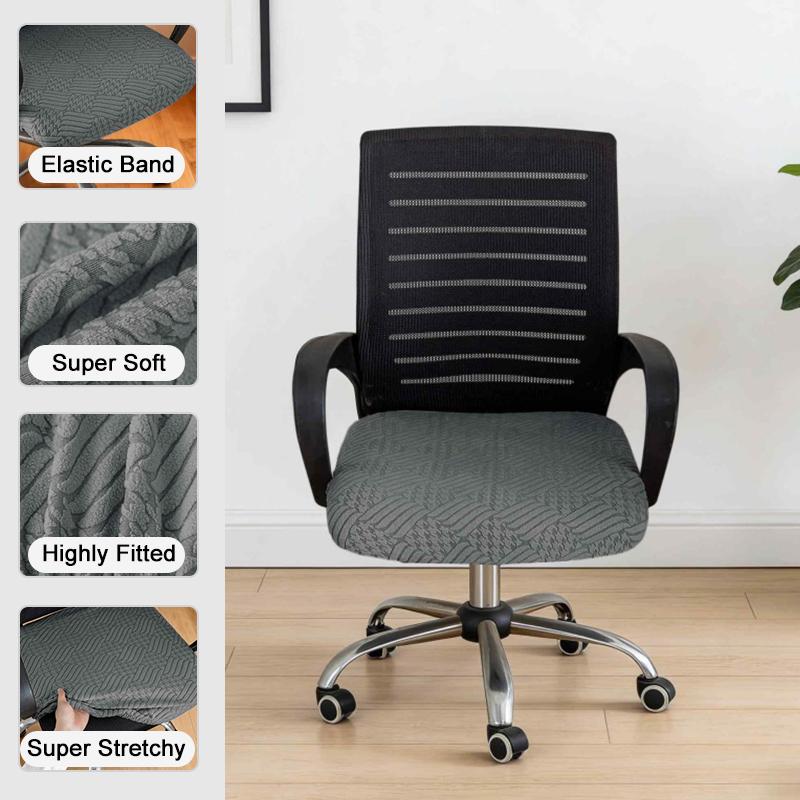 1PC Jacquard Chair Seat Cover Soft Touch Non-Slip Chair Cushion Pad Protector For Dining Room Office - Universal Size Fit