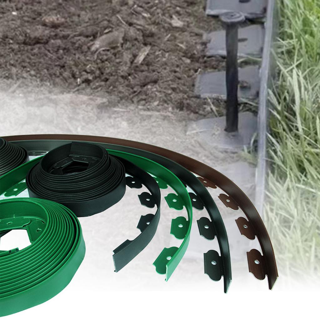 Landscape Edging Kit PE No Dig Tall Wall Garden Border with Stakes for Lawn Flower Bed Grass Yard