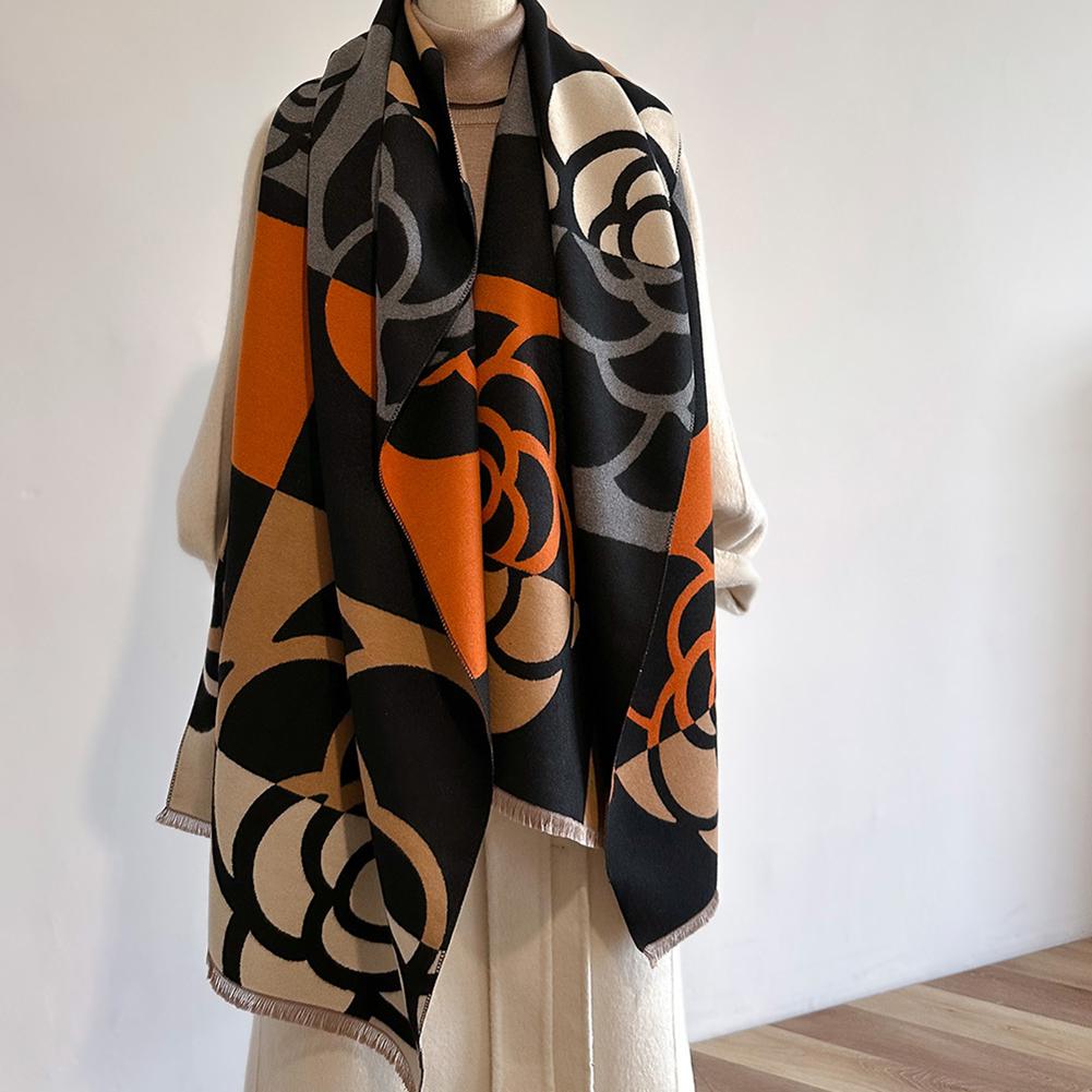 Cashmere Scarf For Women,Thick Warm Winter Blanket,Vintage Pattern Scarfs,Super Soft Pashmina Shawls Wraps For Winter Autumn