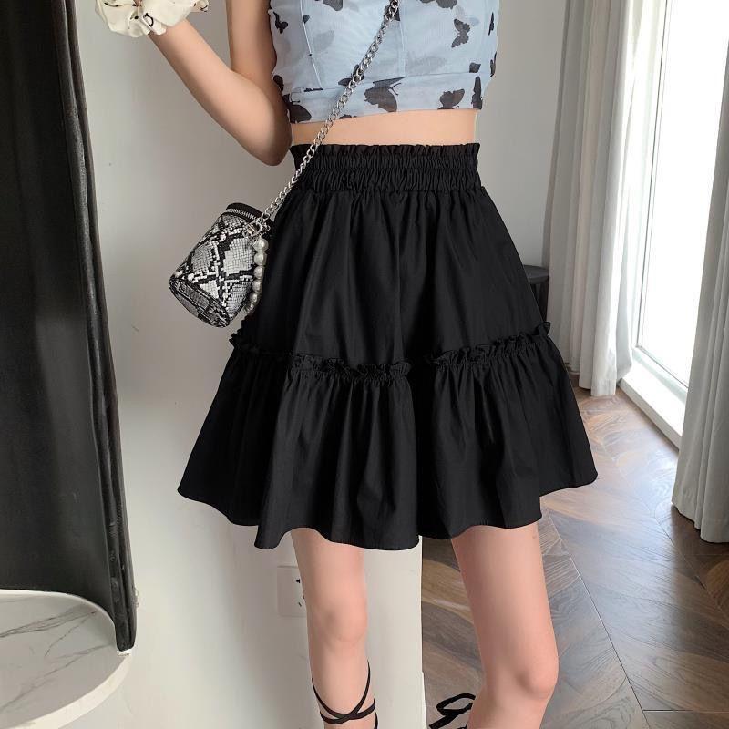 Women Kawaii Cute Mini Skirts Summer Patchwork High Waist Pleated Skirt Korean Fashion Preppy Style