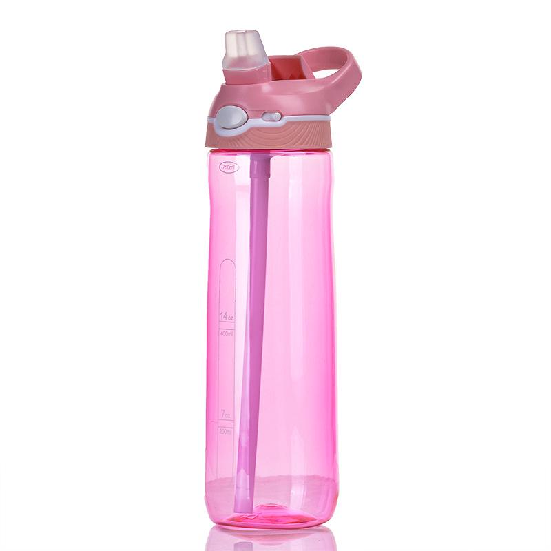 Tritan Large Capacity Portable Sports Water Bottle with Straw - Stylish Plastic Cup for Adults.