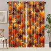 Set Of 2 Vibrant Autumn Leaf Printed Curtains Designed Quality Material Ideal Fall Themed Home Window Dec Curtain Sheer Polyester