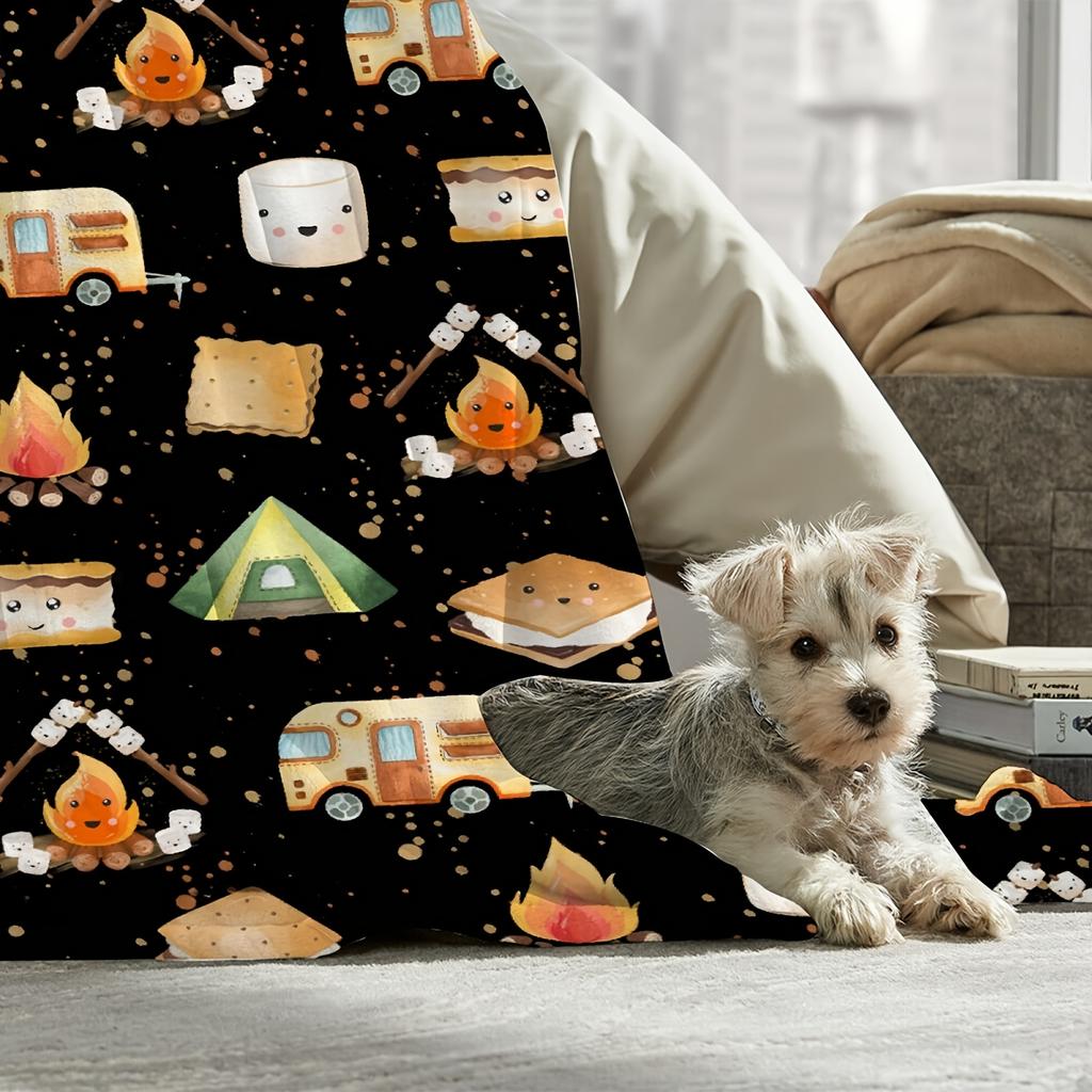 Camping Lovers Retro Forest Print Throw Blanket - Cozy Meaningful Birthday Thanksgiving Gift for Sofa Bed Couch Outdoor
