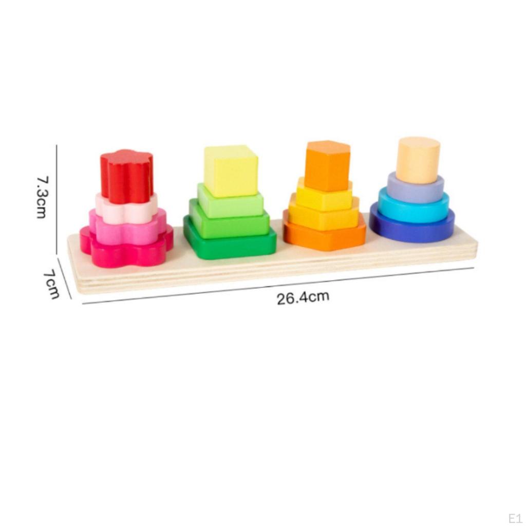 FourColumn Stacking Puzzle Early Learning Geometric Blocks HandEye Coordination Color Shape