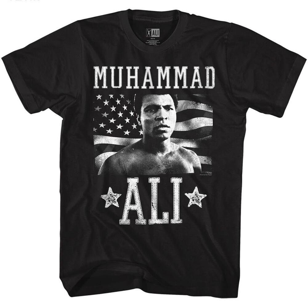 Muhammad Ali Black & White American Flag Heavyweight Champion Men s T Shirt  Unisex T-Shirt XXL