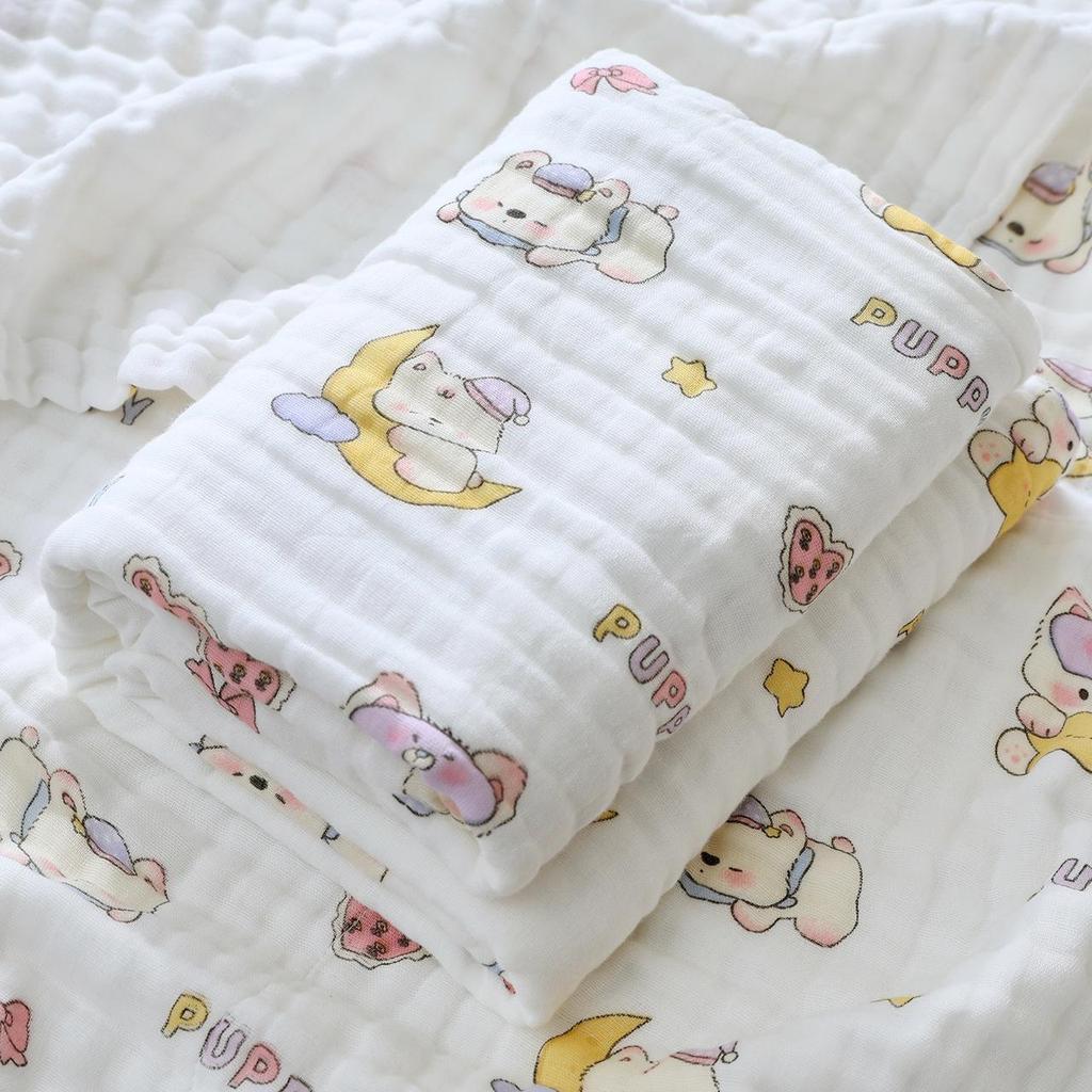 High-Density Six-Layer Pure Cotton Baby Bath Towel and Swaddling Blanket for Newborns and Children