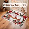 Christmas Theme Soft Crystal Velvet Rug Custom Name & Text Print Non Slip Floor Rug for Bedroom Living Room