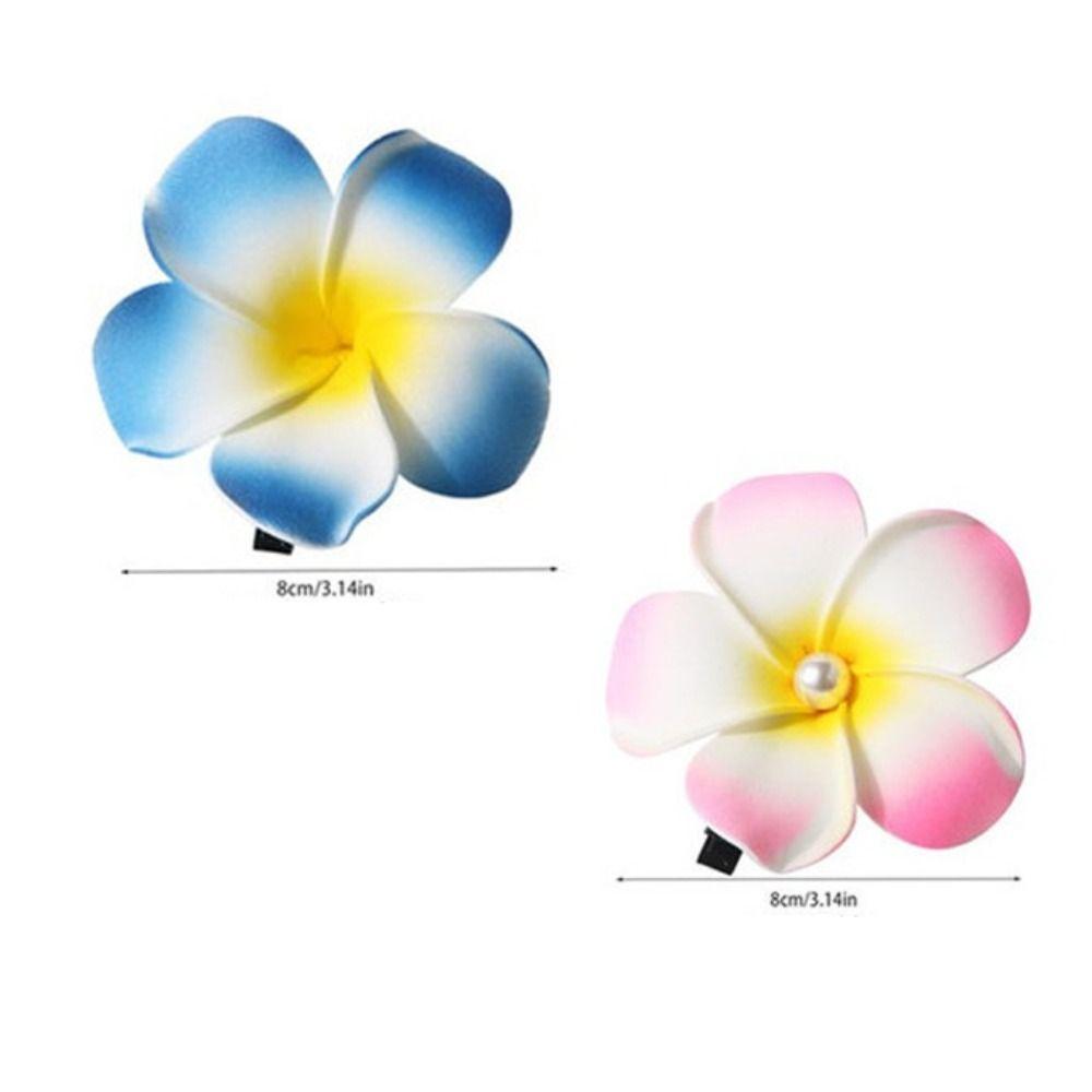 Frangipani Flower Hair Clip Mid Size Plastic Gradient Flower Hairpins Beach Headwear Hair Side Clip Girls Duckbill Clip