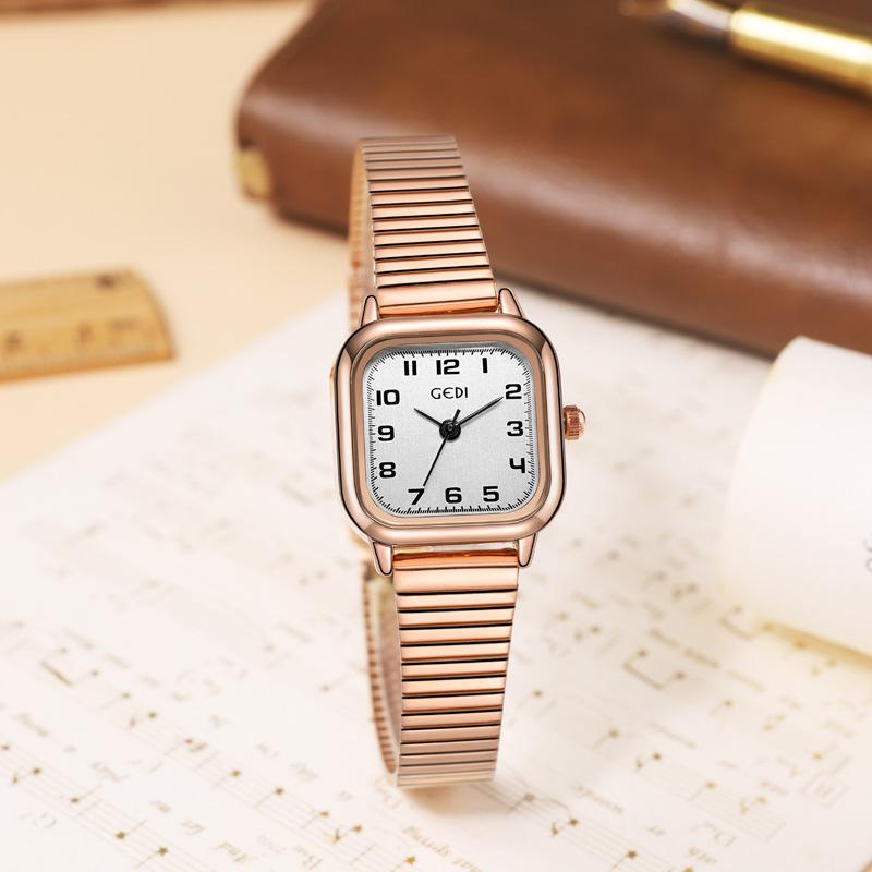 Simple Small Sugar Cube Women'S Watch, High-End Wheat Ear Belt, Medieval Watch Women'S Waterproof Stainless Steel Quartz Watch