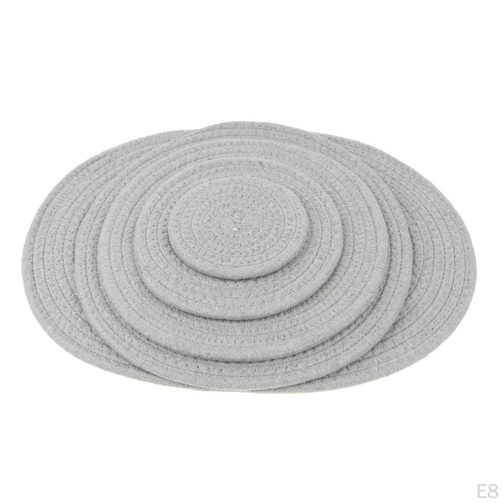 11cm 4.3 '' Table Mat Braided Cotton Round Rug Carpet Cut Kitchen Accessories