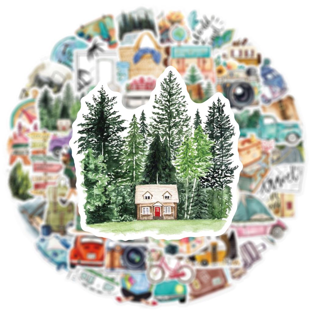 50PCS Outdoor Travel Scenery Sticker Graffiti Cell Phone Helmet Water Cup Car DIY Waterproof PVC Handbook Play Reward Stickers