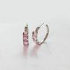 _aa05 Pink Gemstone Bold Hoop Earrings