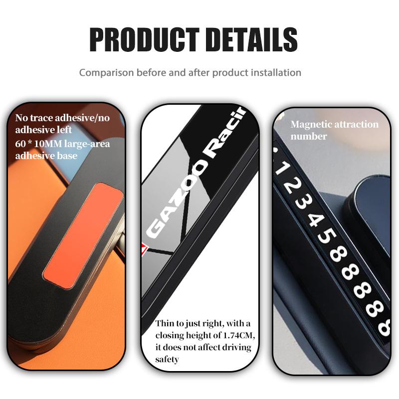 Mirror Surface Car Temporary Parking Plate Stop Signs Phone Number Plates For S2 Yaris Corolla Rav4 GR Auris Cruiser Prius JH2