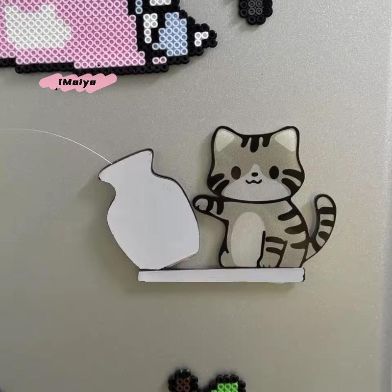 M-Cat Pushing Vase Refrigerator Magnets Home Decor Fridge Magnet Cat Whisker Collection Memorial Box Home Office Decor For Gift