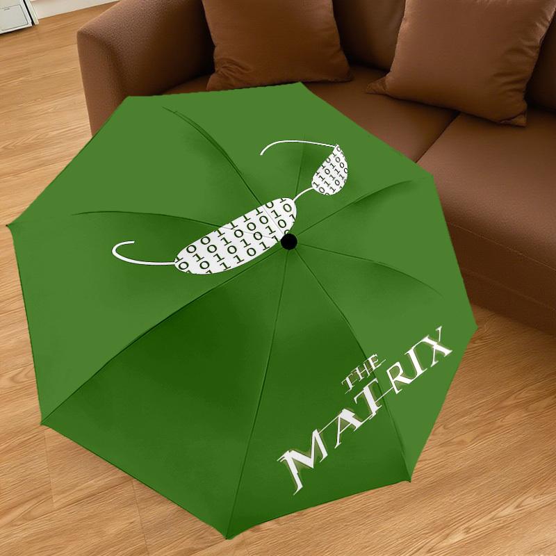 1PC binary code glasses Umbrella-8-Rib Reinforced, Automatic Open, Lightweight & Durable, Cute Fashion Accessory for Outdoor, D2653