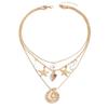Seaside shell necklace, European and American beach starfish irregular spiral pendant, stacked on top of each other, wearing holiday style necklaces