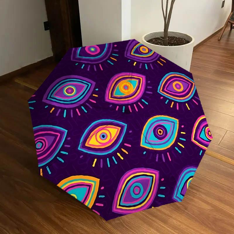 

1pc Psychedelic Eyes Automatic Umbrella Durable Iron Frame & Plastic Handle, Gift for Men & Women, Sturdy Construction yy250905159