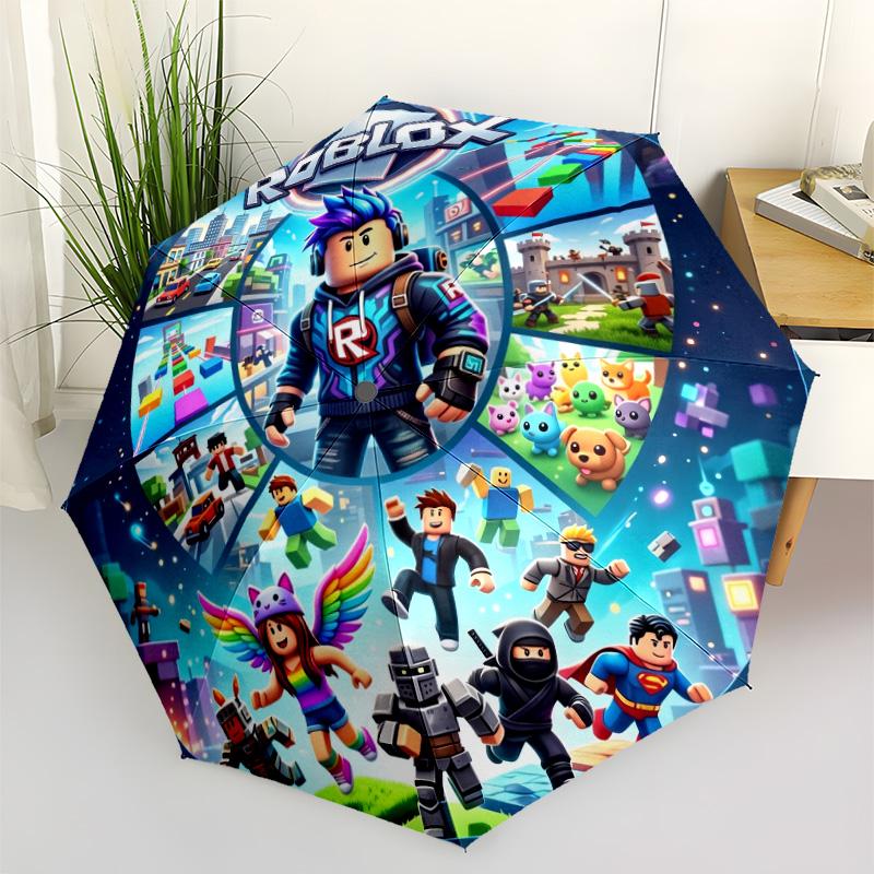 Roblox: Play Create Explore Outdoor Automatic Umbrella Retractable Design with 8-Rib Durability Sturdy Construction for Women/Men