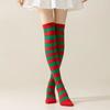 Calze a righe sopra il ginocchio da donna Calze alte Multicolore Jk Casual Calze calde Sexy Sottili Lunghe Calze Hosiery a righe di Natale #