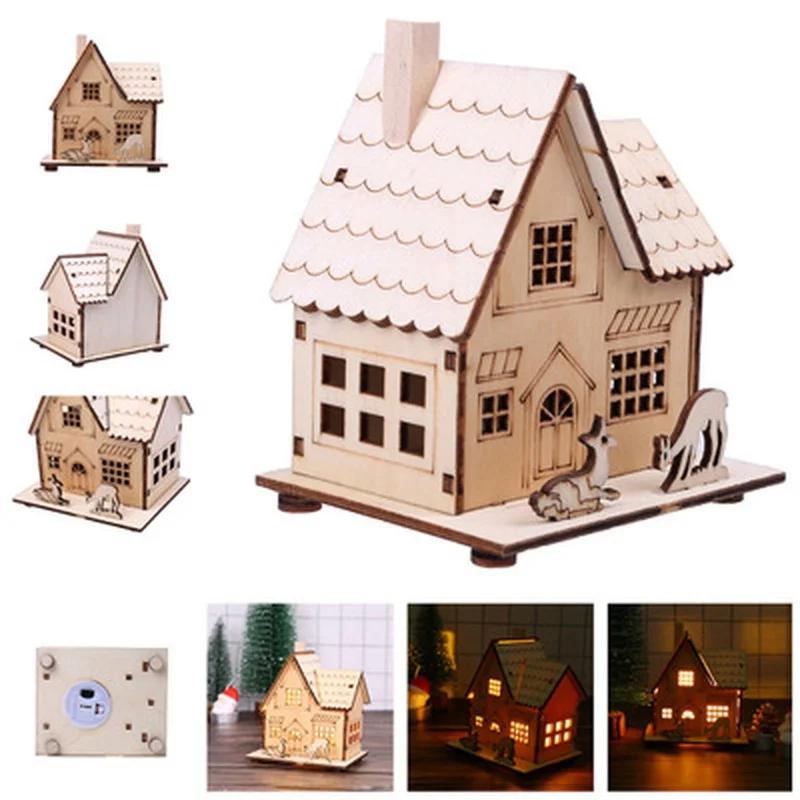 Luce LED per Festival Decorazione in Legno Casa Decorazioni Albero di Natale per Decorazione Casa Casa in Legno Regalo Fai da Te Decorazione Finestra