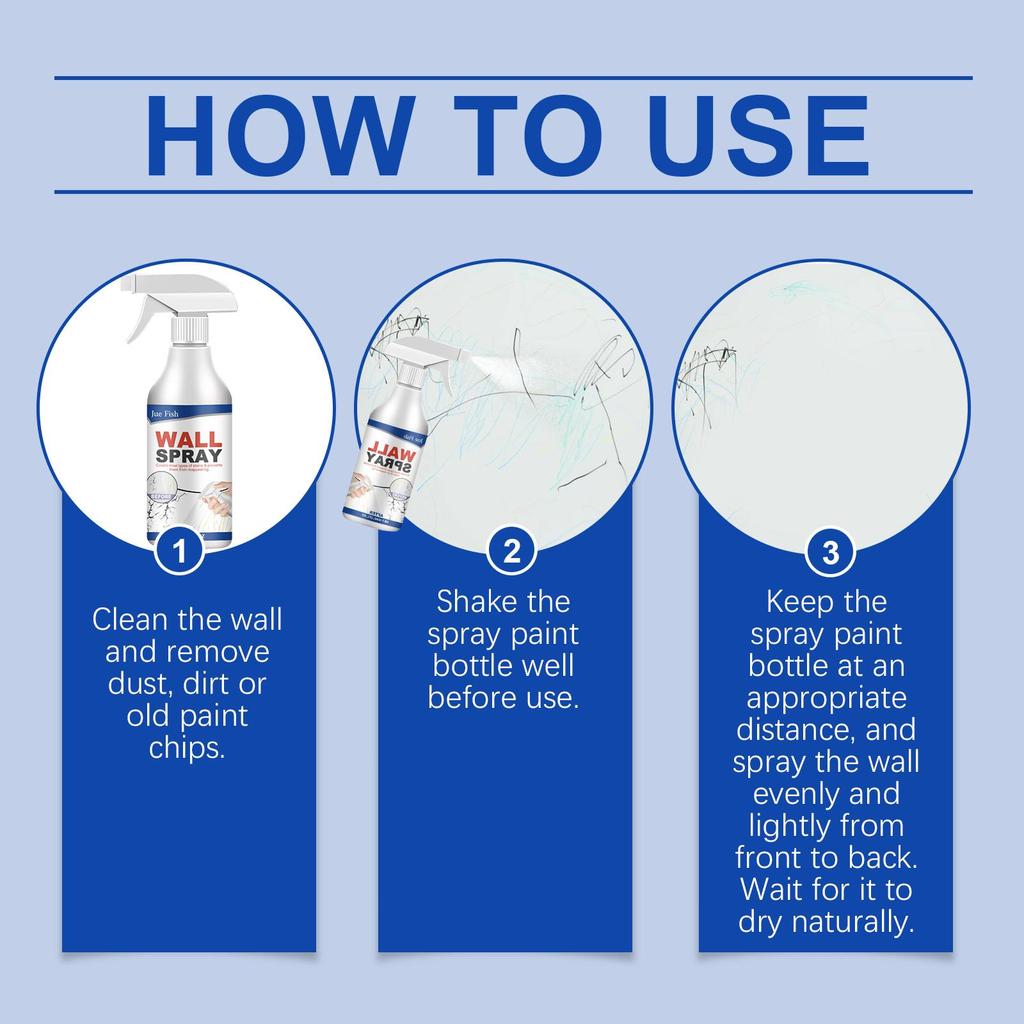 Jue-fish Direkt Sprühfarbe für Wände Reparatur Haushalt Fleckenabdeckung Wandabblätterung Innenrenovierung Direkt Sprühfarbe