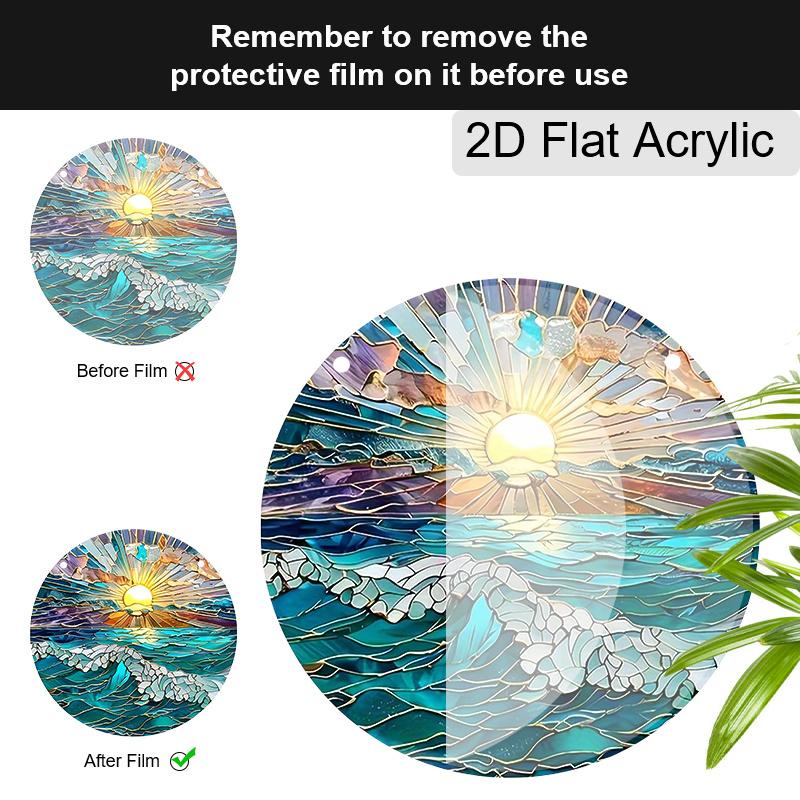 Acrylic Ocean Sunset Suncatcher Stained Glass Effect Window Hanging Ornament Nature Lover Gifts