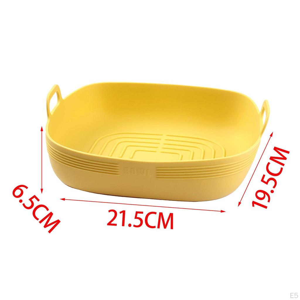 Air Fryer Silicone Bowl Vegetable Salad Heat Resistant Oven Baking Tray Yellow Round