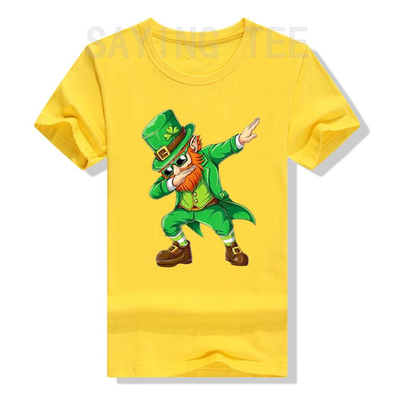 Dabbing Leprechaun Funny Gifts Men Kids Boys St Patricks Day T-Shirt Fashion Dab Dance Graphic Tee Tops Family Matching Clothes
