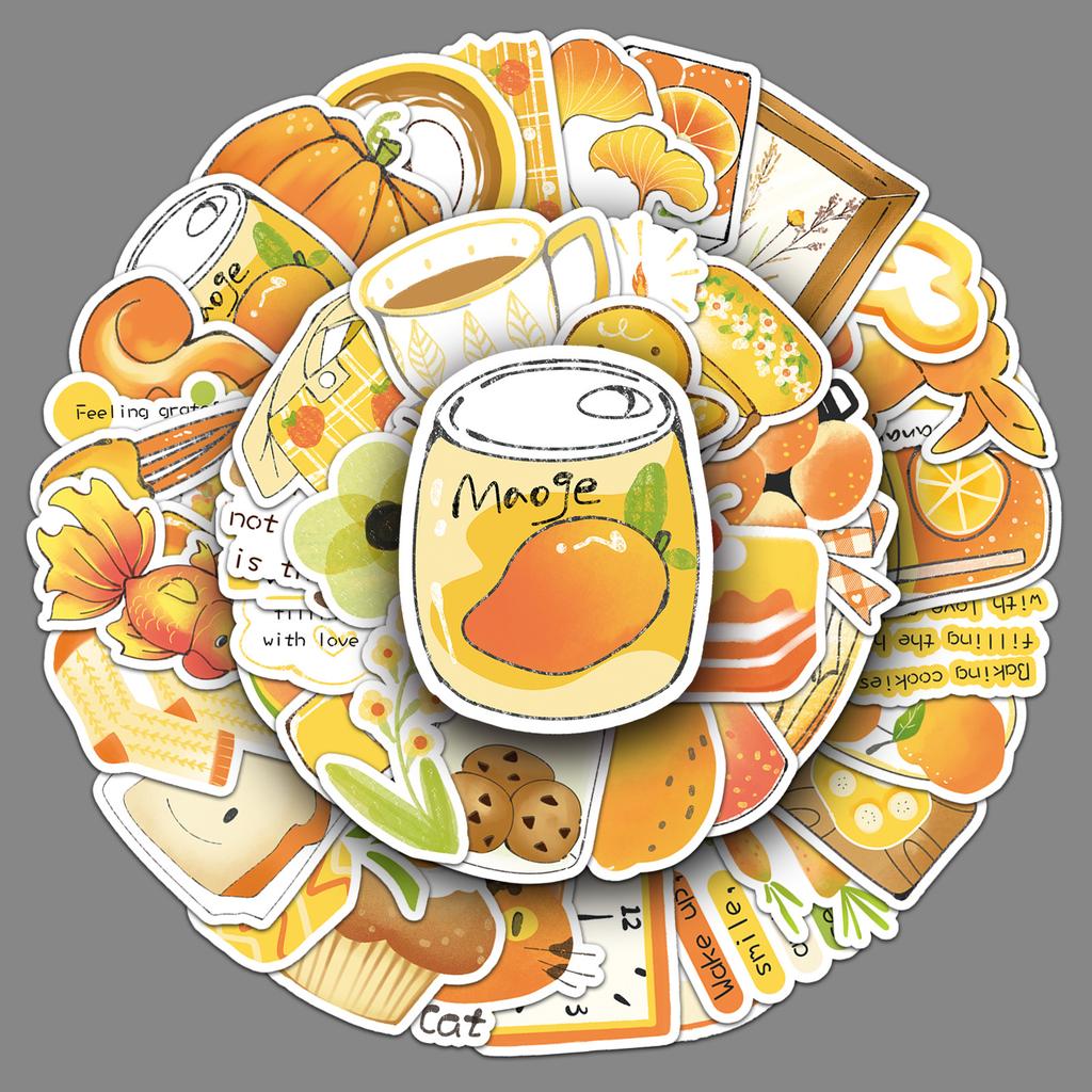 50 Graffiti-Sticker vom Salztyp Gelb Klein Frisch Handgemalt Dekorative Handyhülle Wasserbecher-Sticker