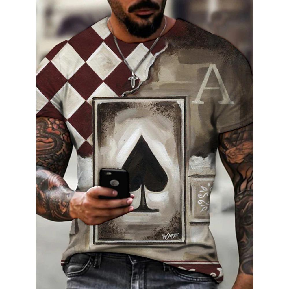 

Летняя мужская футболка большого свободного кроя с коротким рукавом в стиле ретро, модная футболка с принтом американских покерных букв и круглым вырезом 5XL