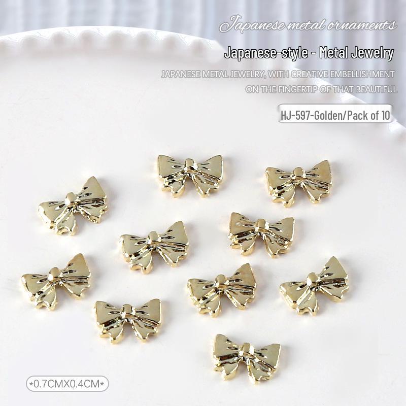 

Золотые и серебряные 3D украшения для ногтей в виде галстука-бабочки - 10 шт.