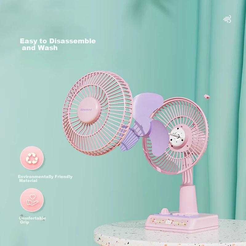 Desktop Fan, Quiet Electric Fan, USB Rechargeable, Long Battery Life, Large Blade, Portable Small Fan, Pink, 175*160*279mm