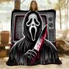 1PC Ghostface Scream Outdoor Flannel Throw Blanket - HD Printed Lightweight Soft Warm All-Season Blanket for Sofa, Bed, Travel, Camping 039