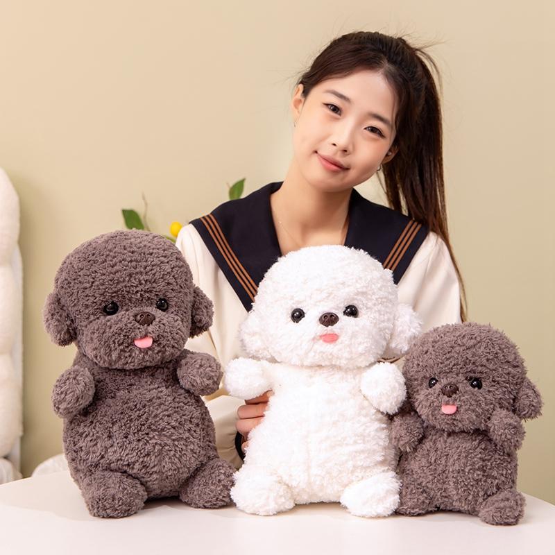 Cartoon Bichon Protruding Tongue Plush Toys Simulation Puppy Kawaii Dog Stuffed Animals Dolls Cute Birthday Present for Children