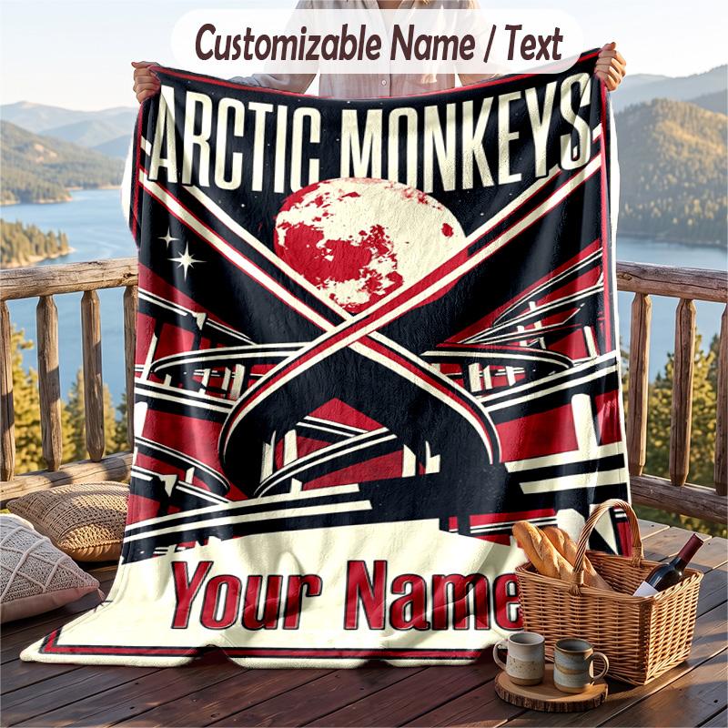 Personalized Flannel Throw Blanket,Arctic Monkeys Custom Printed Name, Cozy Plush Blanket For Home Use