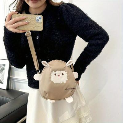 Adorable Lamb Pattern Oxford Cloth Crossbody Messenger Bag - Adjustable Strap,  Mobile Phe Carrying - Japanese Style